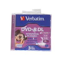 Mini DVD+R Verbatim Lacrado 2.6GB/60min (2.4x) - Dual Layer - 3 unidades