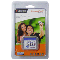 Cartão de Memória CF ELITE PRO Kingston 512MB (50x) (Compact Flash)